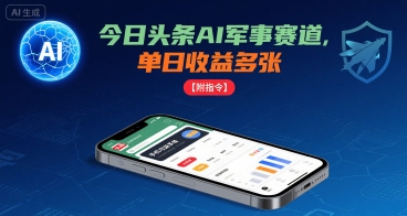 今日头条AI军事赛道，单日收益多张 ，手机可做【附指令】-大米网创