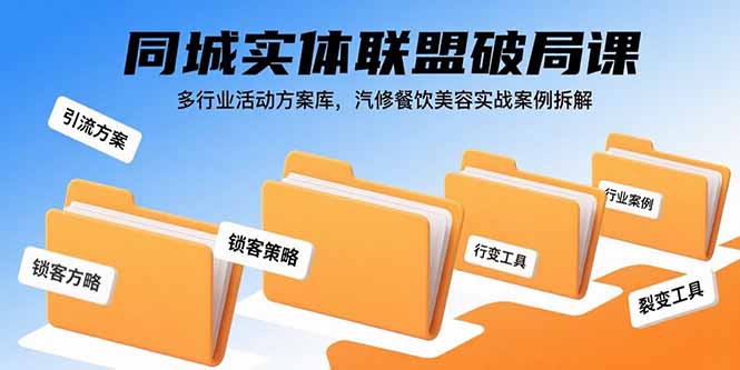 同城实体联盟破局课，多行业活动方案库，汽修餐饮美容实战案例拆解-大米网创