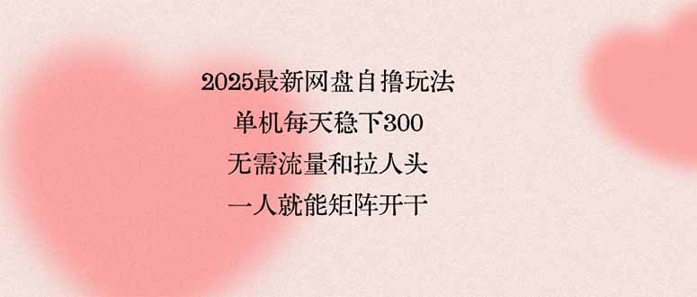 2025最新网盘自撸玩法，单机每天稳下3张，无需流量和拉人头，一个人就…-大米网创