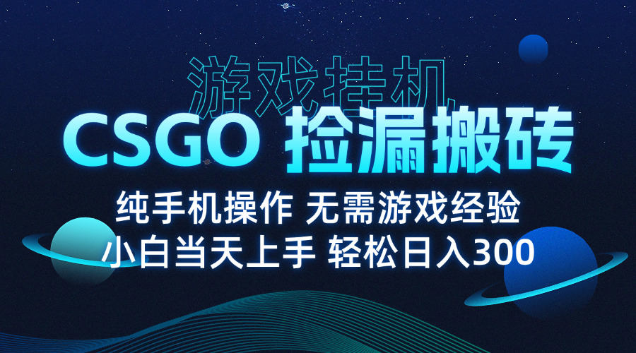 8月最新游戏搬砖,CSGO纯挂机,不需要玩游戏,实现真挂机,月入1W+-大米网创