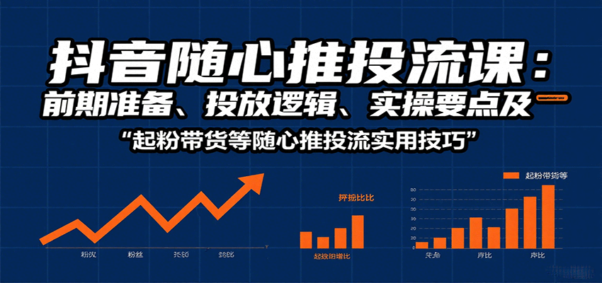 抖音随心推投流课：前期准备、投放逻辑、实操要点及起粉带货等随心推投流实用技巧-大米网创