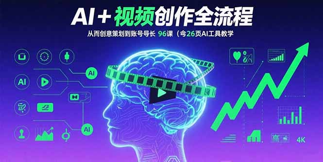 AI+短视频创作全流程：从创意策划到账号增长，96节课(含26项AI工具教学)-大米网创
