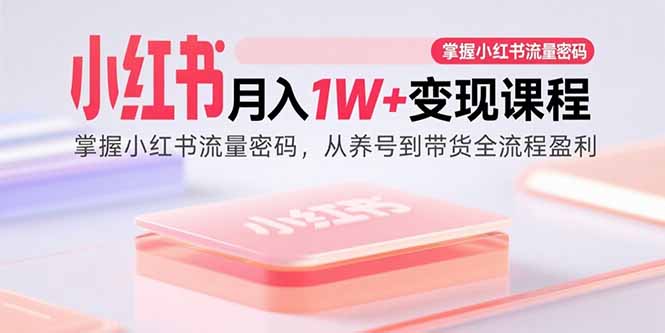 小红书月入1W+变现课程：掌握小红书流量密码，从养号到带货全流程盈利-大米网创