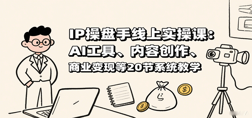 IP操盘手线上实操课：AI工具、内容创作、商业变现等20节系统教学-大米网创