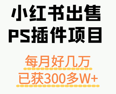 小红书出售PS插件项目，每月都收入好几万，长期操作已获利300多W+-大米网创
