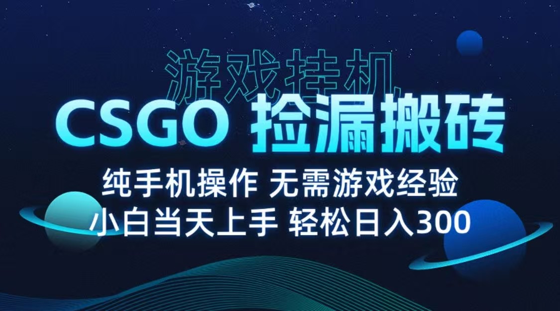 9月最新游戏搬砖,CSGO纯挂机,不需要玩游戏,实现真挂机,月入1W+-大米网创