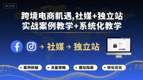 跨境电商新机遇，社媒+独立站，实战案例教学+系统化教学-大米网创