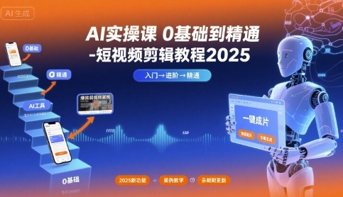 AI实操课0基础到精通-短视频剪辑教程2025-大米网创