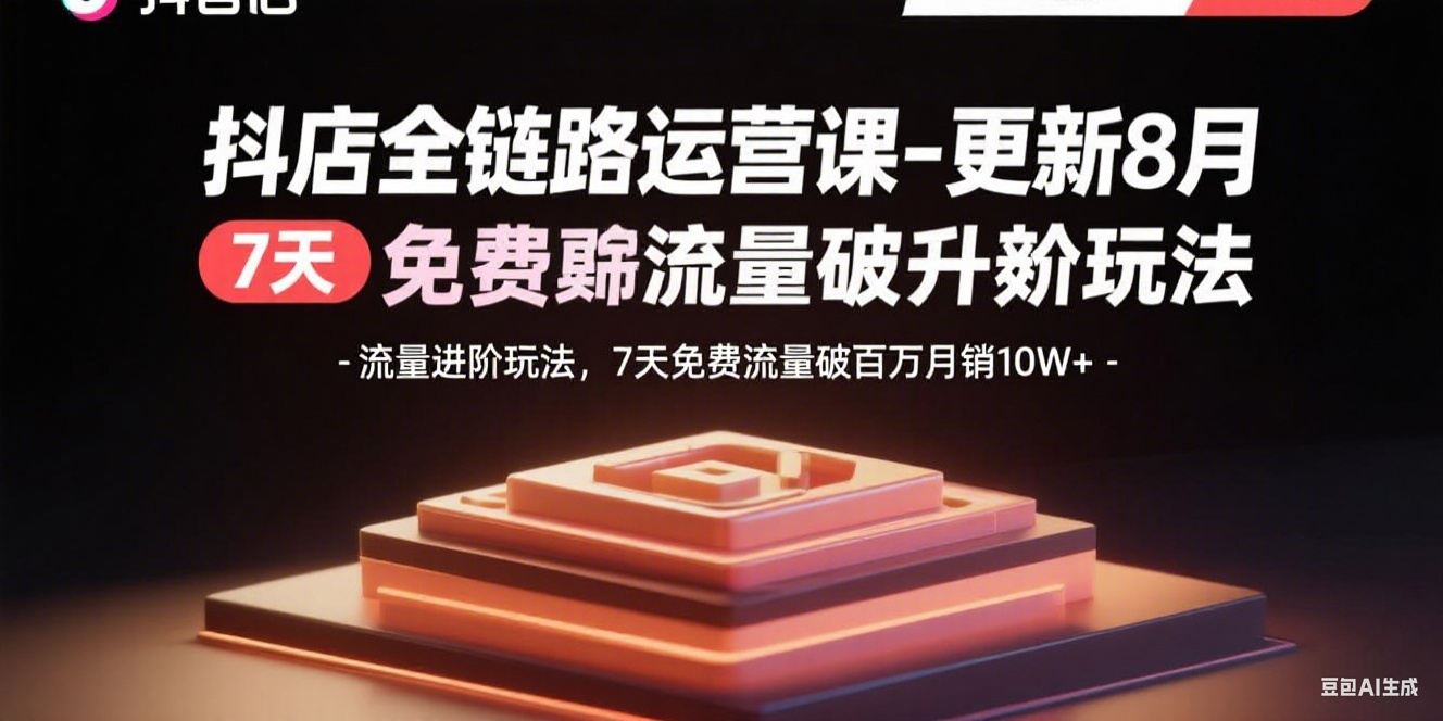 抖店全链路运营课-更新8月:流量进阶玩法,7天免费流量破百万月销10W+-大米网创