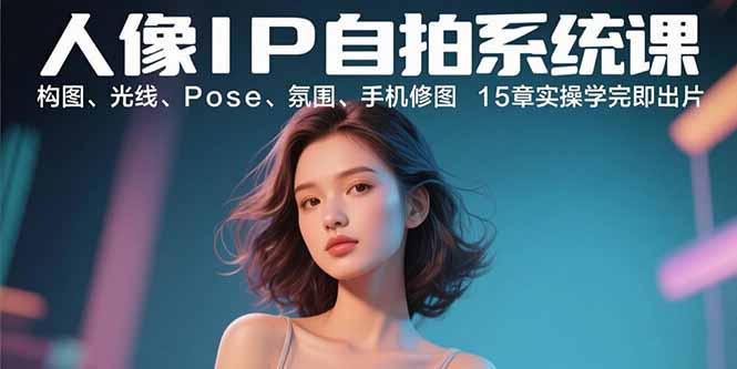人像IP自拍系统课：构图、光线、Pose、氛围、手机修图 15章实操学完即出片-大米网创