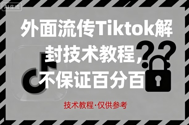 外面流传Tiktok解封技术教程,不保证百分百,具体自测-大米网创
