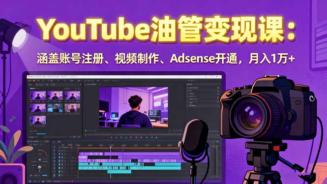 2025YouTube油管变现课:涵盖账号注册、视频制作、Adsense开通,月入1万+-大米网创