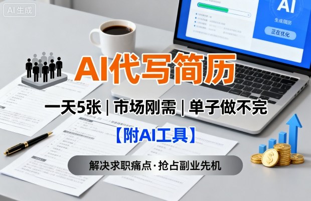 AI代写简历,一天5张,今年找工作难,市场刚需,单子做不完【附AI工具】-大米网创