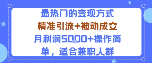 小众赛道玩法：当下最热门的变现方式，精准引流+被动成交月利润5k+操作简单，适合兼职人群-大米网创
