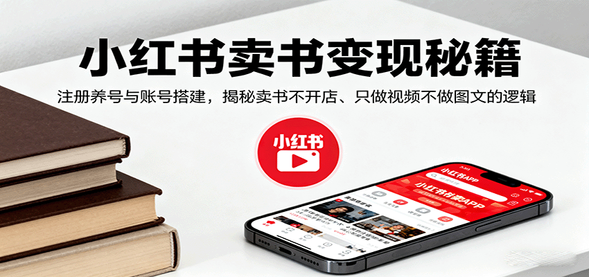 小红书卖书变现秘籍,注册养号与账号搭建,揭秘卖书不开店、只做视频不做图文的逻辑-大米网创