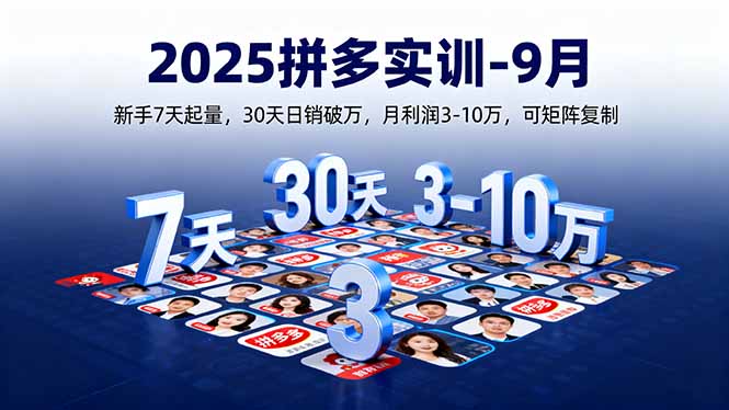 2025拼多多实训-9月：新手7天起量,30天日销破万,月利润3-10万,可矩阵复制-大米网创