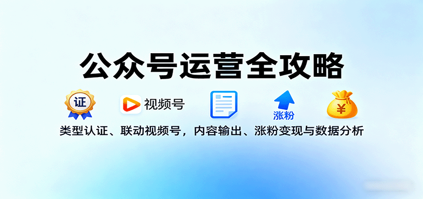公众号运营全攻略：类型认证、联动视频号，内容输出、涨粉变现与数据分析-大米网创
