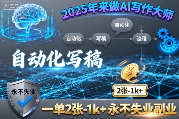 2025年来做AI写作大师，自动化写稿，一单2张-1k+，永不失业副业-大米网创