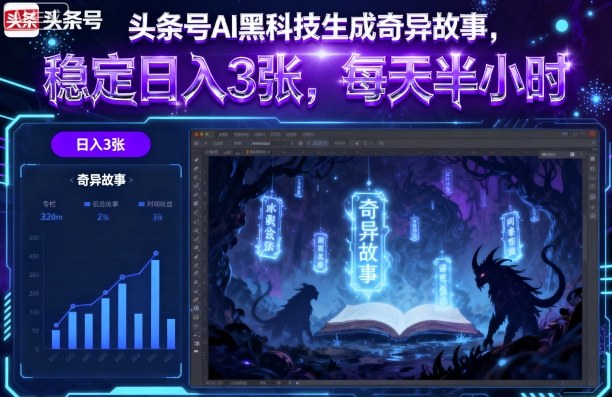 头条号AI黑科技生成奇异故事,稳定日入3张,每天半小时-大米网创