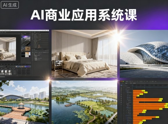 AI商业应用系统课,室内-软装-建筑-景观,智能设计+效果图+动画画实战-大米网创