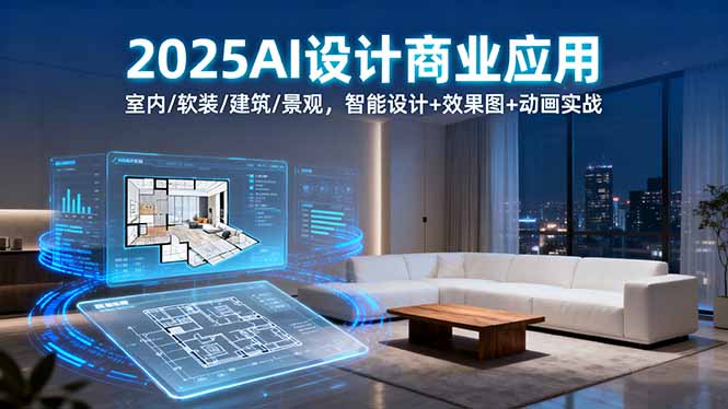 2025AI设计商业应用:室内/软装/建筑/景观,智能设计+效果图+动画实战-大米网创