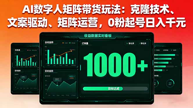AI数字人矩阵带货玩法:克隆技术、文案驱动、矩阵运营,0粉起号日入千元-大米网创
