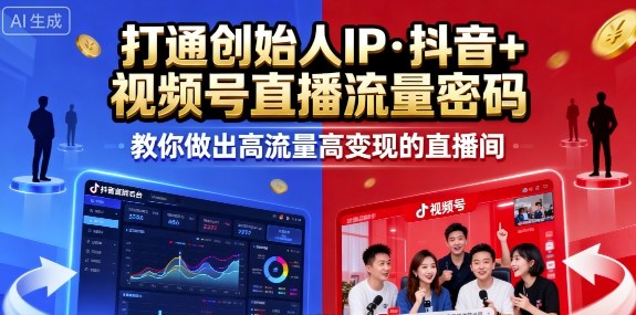 25年直播9-10两期线下课,打通创始人IP,抖音+视频号直播流量密码,教你做出高流量高变现的直播间-大米网创