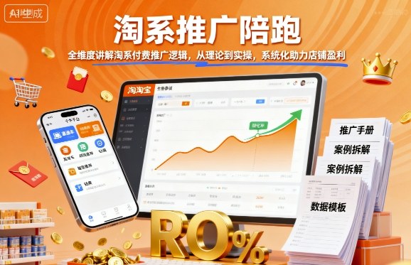淘系推广陪跑,全维度讲解淘系付费推广逻辑,从理论到实操,系统化助力店铺盈利-大米网创