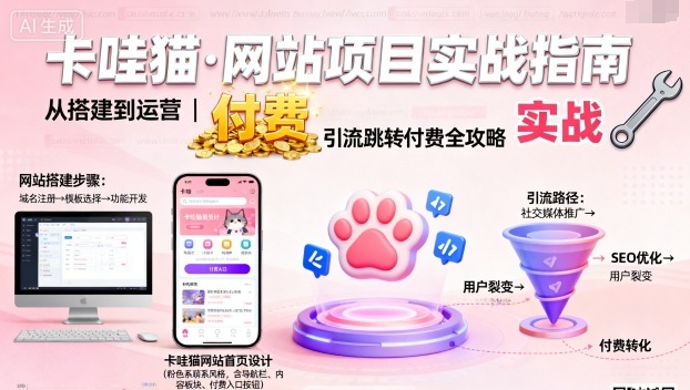 卡哇猫·网站项目,网站搭建与运营以及引流跳转付费-大米网创