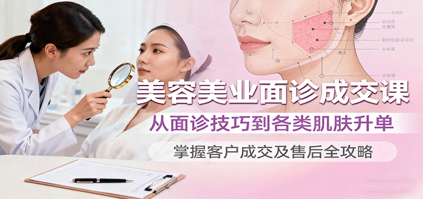 美容美业面诊成交课，从面诊技巧到各类肌肤升单，掌握客户成交及售后全攻略-大米网创
