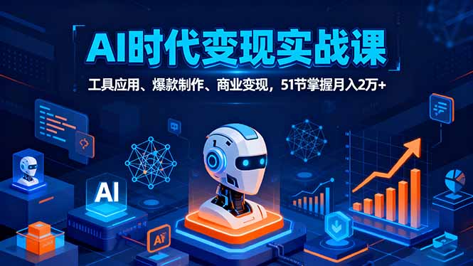 AI时代全场景实战课,工具应用、爆款制作、商业变现,51节掌握月入2万+-大米网创