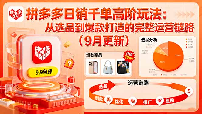 拼多多日销千单高阶玩法：从选品到爆款打造的完整运营链路（9月更新）-大米网创