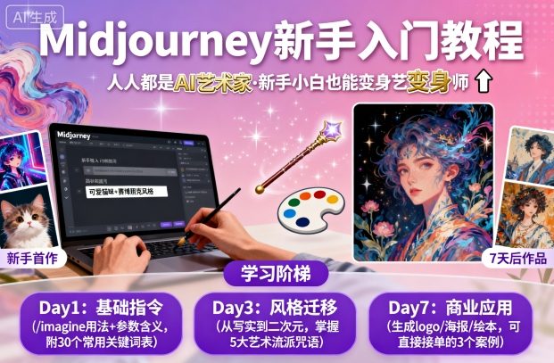 midjourney新手入门教程：人人都是AI艺术家，新手小白也能变身艺术大师-大米网创
