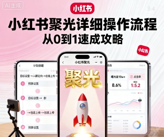 小红书聚光详细操作流程,小红书聚光从0到1速成攻略-大米网创