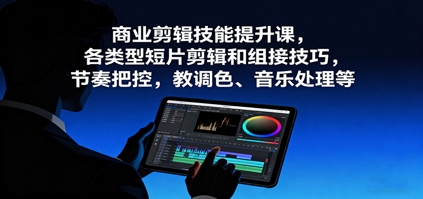 商业剪辑技能提升课,各类型短片剪辑和组接技巧,节奏把控,教调色、音乐处理等-大米网创