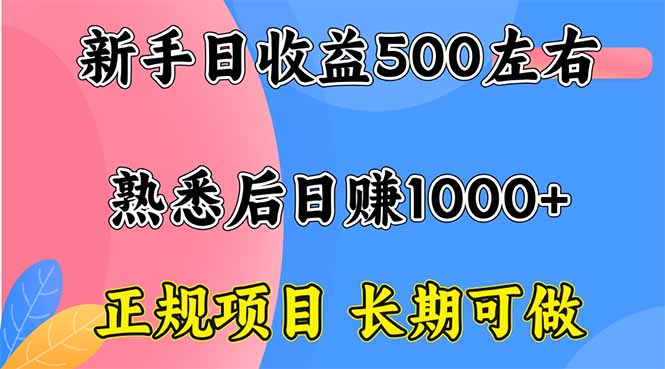 新手日收益500+ 正规项目 长期可做-大米网创