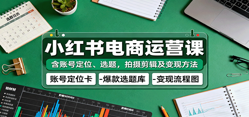 小红书电商运营课：含账号定位、选题，拍摄剪辑及变现方法-大米网创