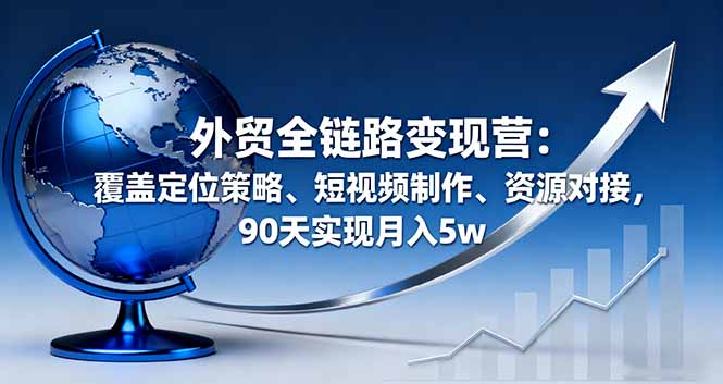 外贸全链路变现营:覆盖定位策略、短视频制作、资源对接,90天实现月入5w-大米网创