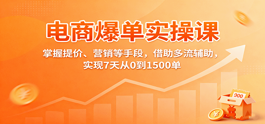 电商爆单实操课：掌握提价、营销等手段，借助多流辅助，实现7天从0到1500单-大米网创