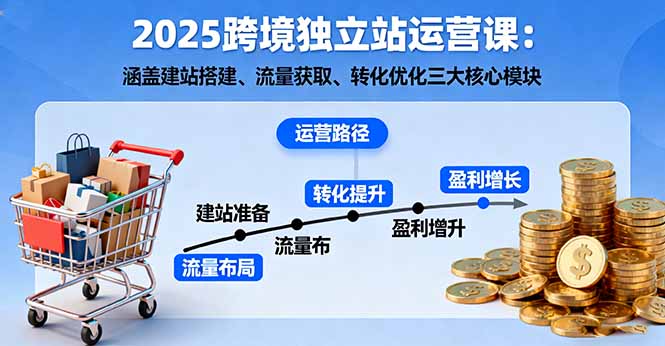 2025跨境独立站运营课:涵盖建站搭建、流量获取、转化优化三大核心模块-大米网创