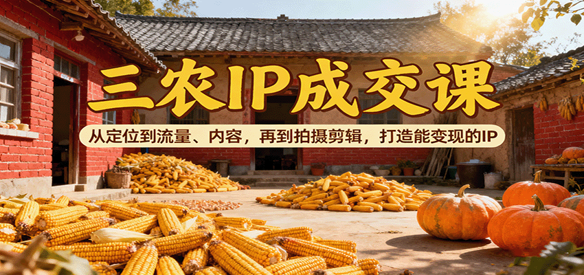 三农IP成交课:从定位到流量、内容,再到拍摄剪辑,打造能变现的IP-大米网创