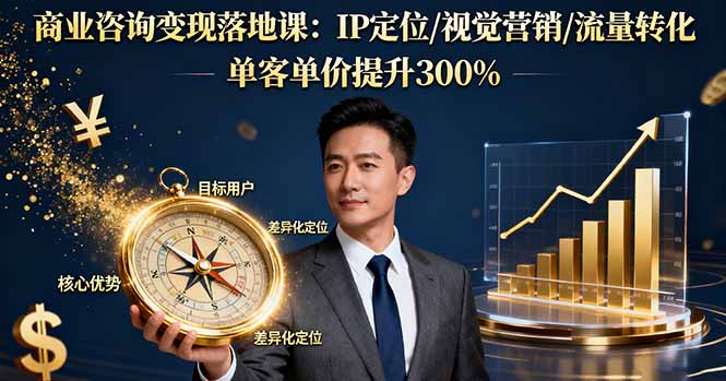 商业咨询变现落地课：IP定位/视觉营销/流量转化，单客单价提升300%-大米网创