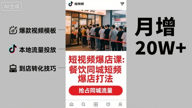 短视频爆店课,餐饮同城短视频爆店打法-大米网创