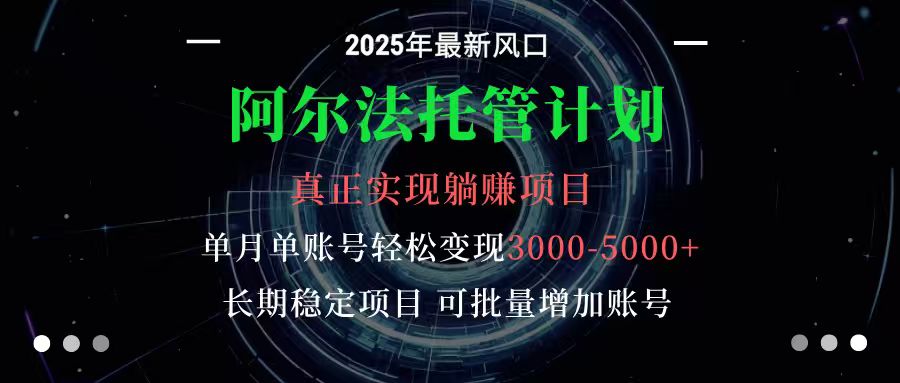 阿尔法托管计划 单账号月入3000-5000，长期稳定项目，新手小白轻松上手-大米网创
