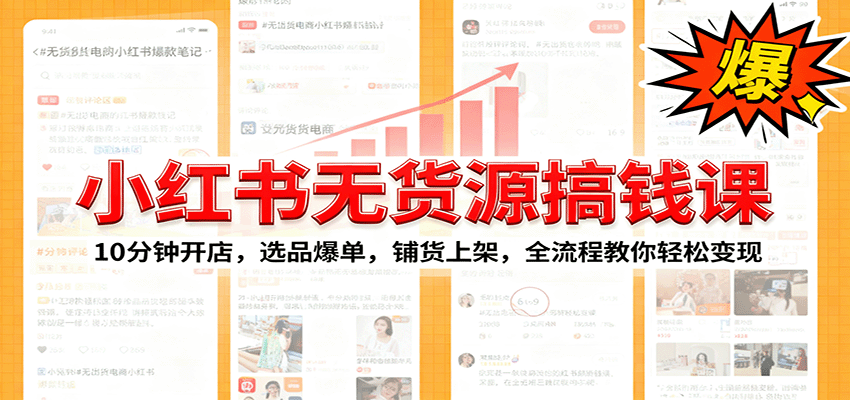 小红书无货源爆单课：10分钟开店，选品爆单，铺货上架，全流程教你轻松变现-大米网创