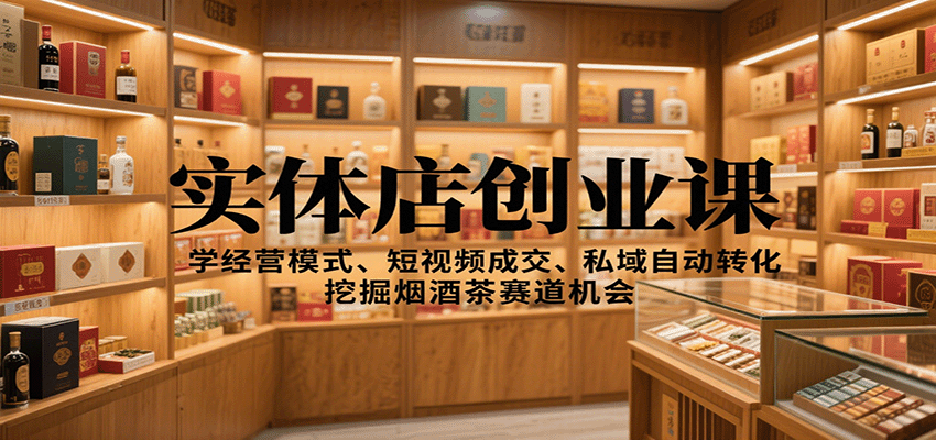 实体店创业课：学经营模式、短视频成交、私域自动转化，挖掘烟酒茶赛道机会-大米网创