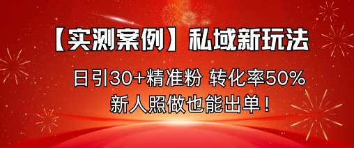 【实测案例】私域新玩法,日引30+精准粉,转化率50%,新人照做也能出单!-大米网创