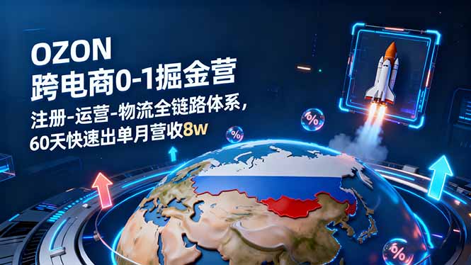 OZON跨境电商0-1掘金营:注册-运营-物流全链路体系,60天快速出单月营收8w-大米网创