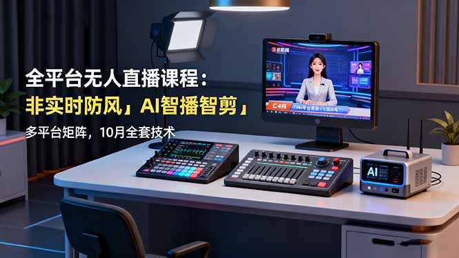 全平台无人直播课程:非实时防风+AI智播智剪+多平台矩阵,10月全套技术-大米网创