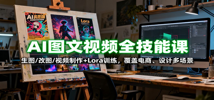 AI图文视频全技能课:生图/改图/视频制作+Lora训练,覆盖电商 、设计多场景-大米网创